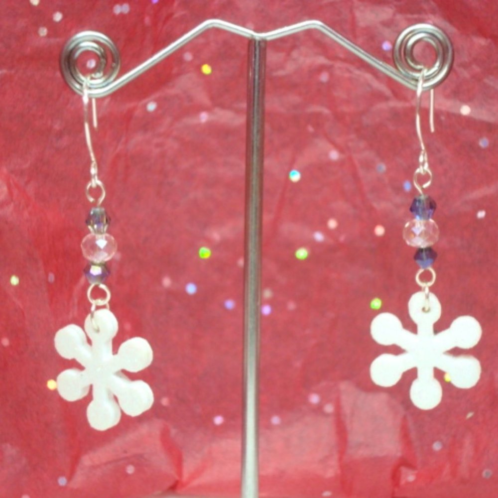 Handcrafted Silver Snowflake Earrings